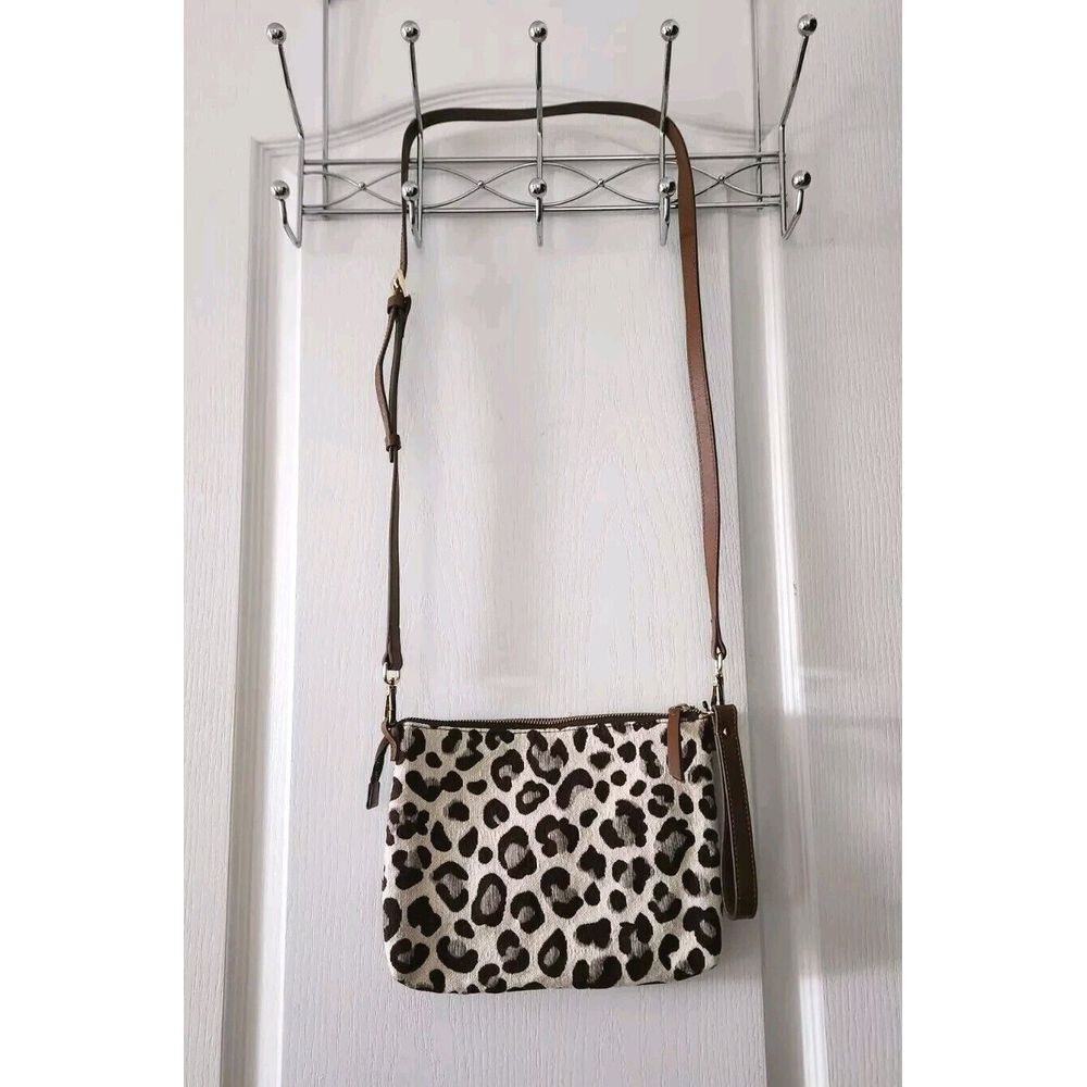 Chico's Women's animal‎ print Crossbody bag Handbag Fabric, Cow Leather